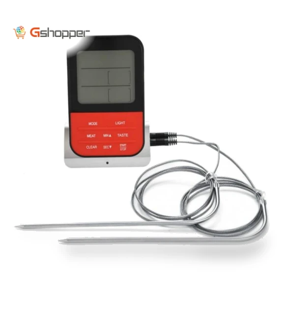 LCD Digital Food Thermometer with Dual Probe Sensors Timer — Instant-Read
