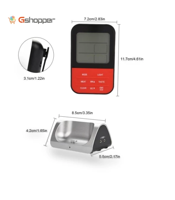 LCD Digital Food Thermometer with Dual Probe Sensors Timer — Instant-Read