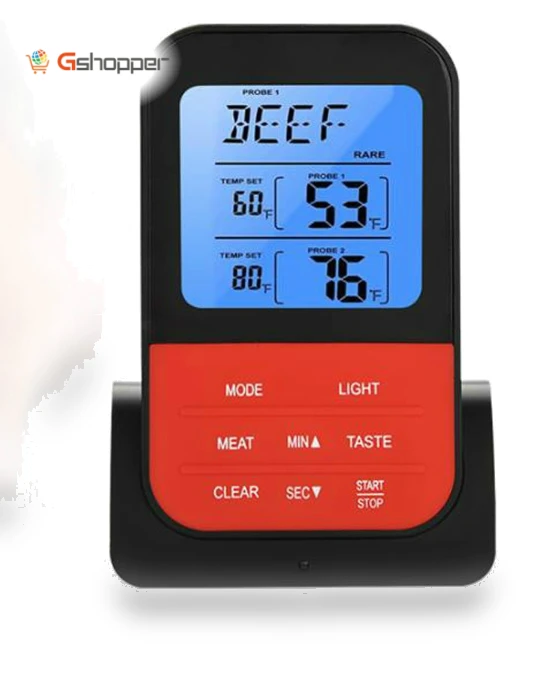 Digital Food Thermometer with Dual Probe Sensor Timer — Instant-Read