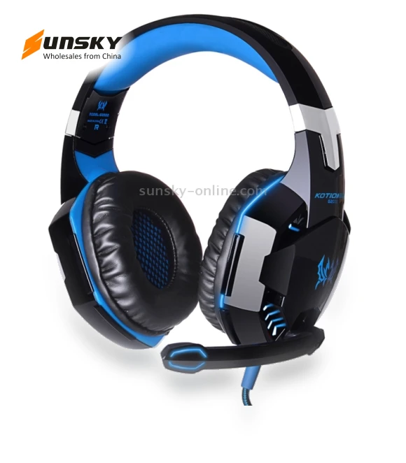 Over-ear Gaming Headset with Mic and LED Light — On-Ear Headphones, KOTION EACH