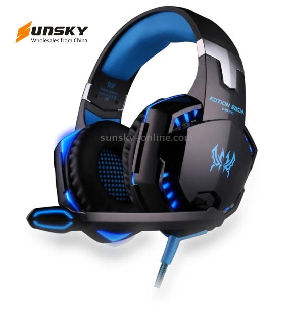 Over-ear Gaming Headset with Mic and LED Light — On-Ear Headphones, KOTION EACH