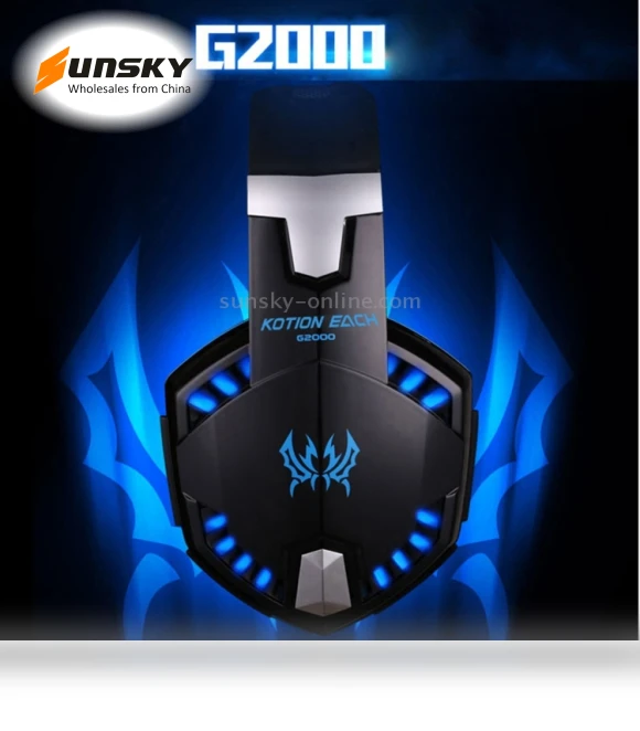 Over-ear Gaming Headset with Mic and LED Light — On-Ear Headphones, KOTION EACH