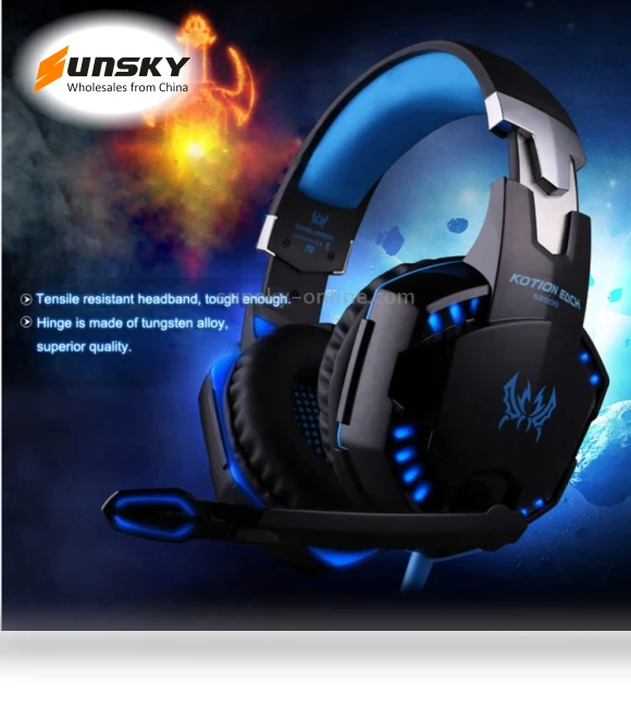 Over-ear Gaming Headset with Mic and LED Light — On-Ear Headphones, KOTION EACH