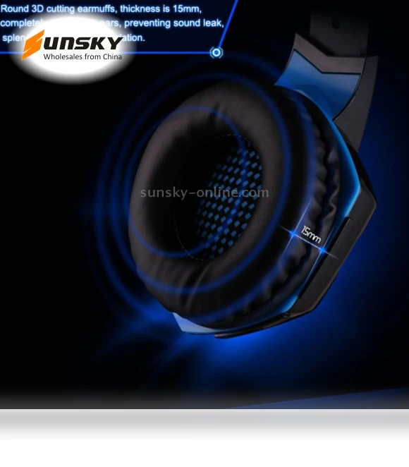 Over-ear Gaming Headset with Mic and LED Light — On-Ear Headphones, KOTION EACH