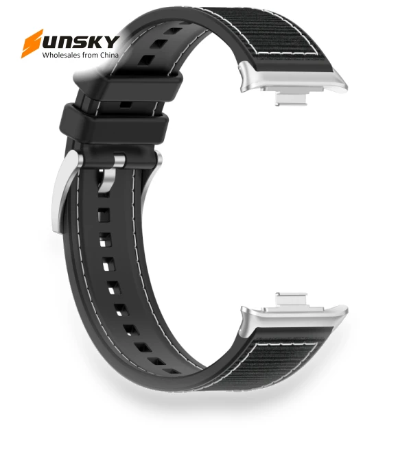 Official Buckle Hybrid Nylon Braid Silicone Watch Band — Smartwatch Straps, Xiaomi