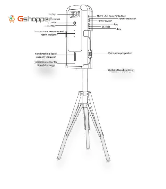 Infrared Thermometer and Automatic Infrared Sensor Sterilization Dispenser with Tripod Mount Holder — Non-Contact Temperature Measurement