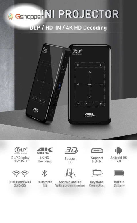 Portable 4K Ultra HD DLP Mini Smart Projector — Home Theater Projectors