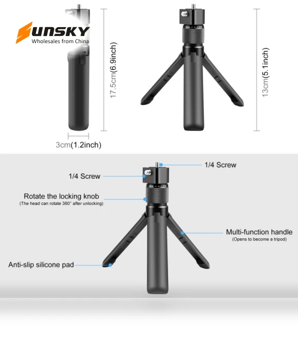 Rotary Handle Desktop Tripod Stand — Monopod Heads, PULUZ