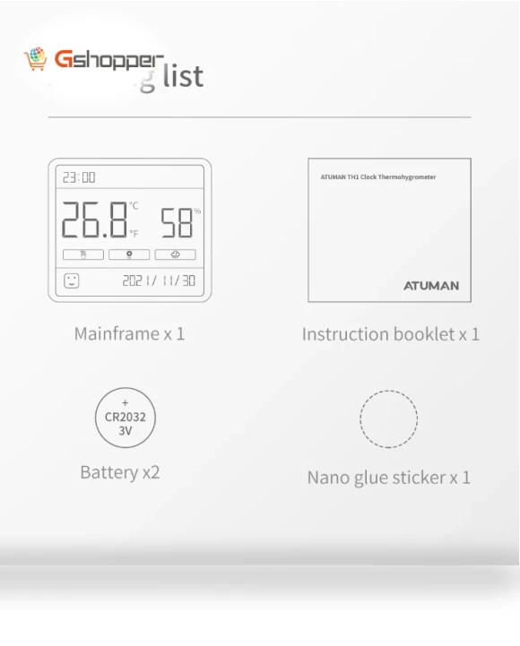 Temperature Humidity Meter LCD Digital Thermometer Hygrometer Sensor Gauge Weather Station Clock — Home Climate Control, Xiaomi
