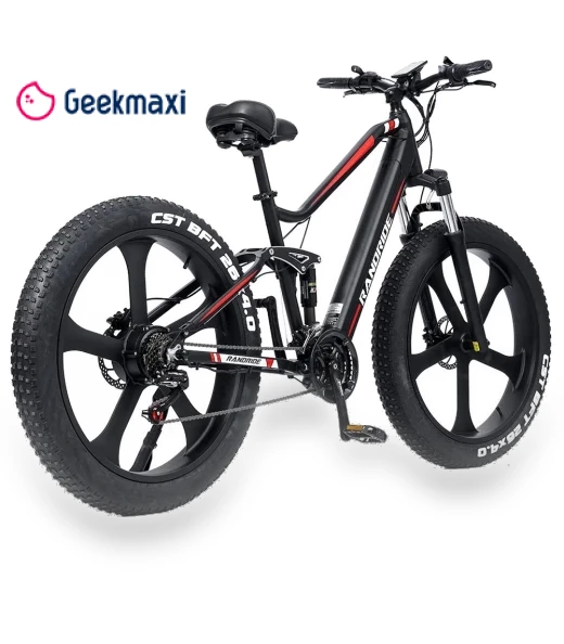 Electric Bike, 26'' Fat Tire, 1000W Brushless Motor, 48V13.6Ah Battery, 45km/h Max Speed — Electric Self-Balancing Scooters, RANDRIDE