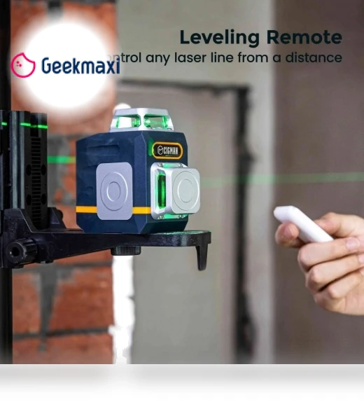 2 x 360° 8 Line Laser Level, Green Cross Line, Self Leveling, with Remote Controller — Alignment & Leveling Lasers, CIGMAN