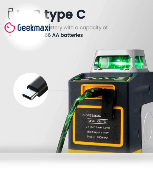 2 x 360° 8 Line Laser Level, Green Cross Line, Self Leveling, with Remote Controller — Alignment & Leveling Lasers, CIGMAN