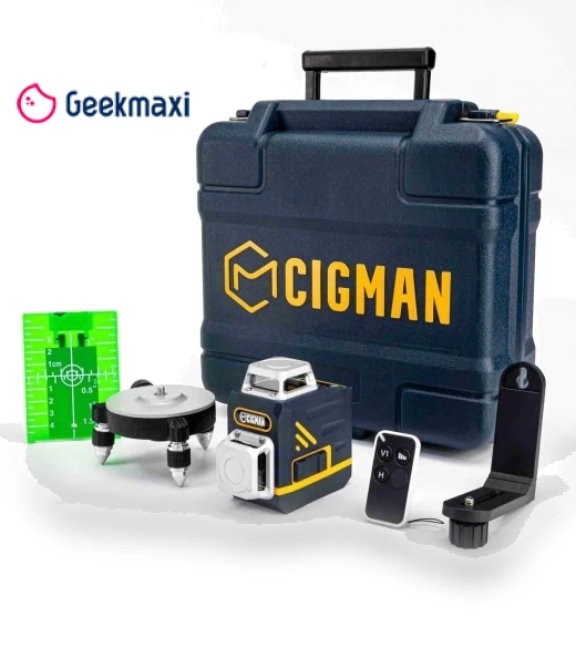 2 x 360° 8 Line Laser Level, Green Cross Line, Self Leveling, with Remote Controller — Alignment & Leveling Lasers, CIGMAN