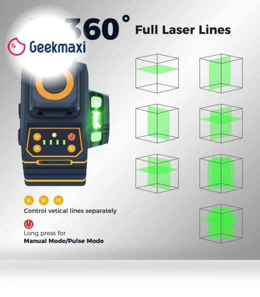 3x360° 12 Lines Laser Level — Alignment & Leveling Lasers, CIGMAN
