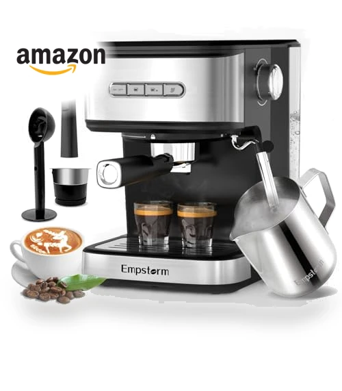 20 Bar Espresso Machine with Milk Frother Steam Wand — Coffee & Espresso Combos, Empstorm