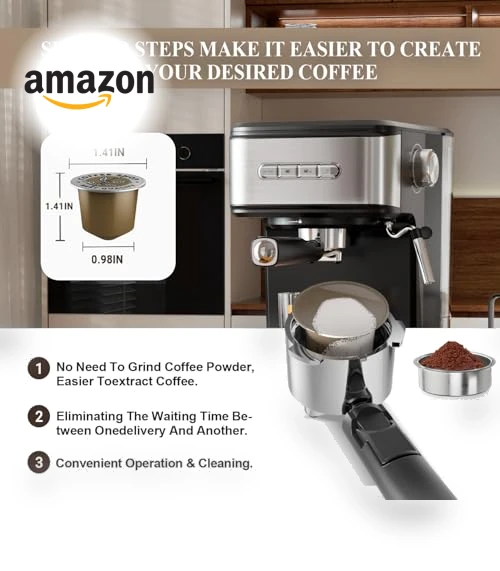 20 Bar Espresso Machine with Milk Frother Steam Wand — Coffee & Espresso Combos, Empstorm