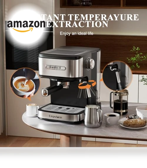20 Bar Espresso Machine with Milk Frother Steam Wand — Coffee & Espresso Combos, Empstorm