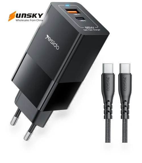 65W USB and USB-C Dual Port GaN Fast Charger Set — Chargers, Yesido
