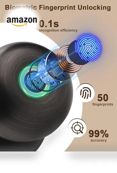 Fingerprint Smart Lock Biometric Door Knob — Smart Home Security, Tinewa