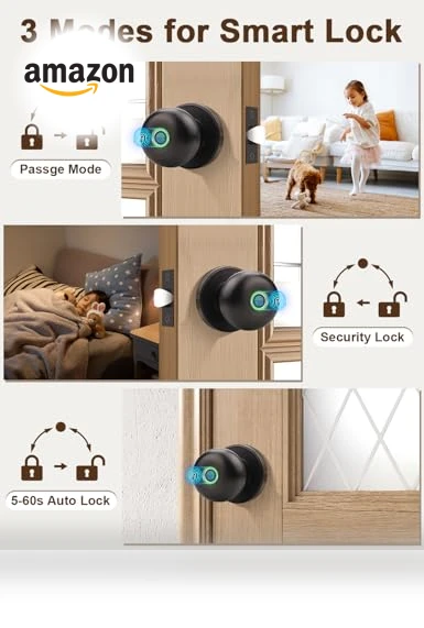 Fingerprint Smart Lock Biometric Door Knob — Smart Home Security, Tinewa