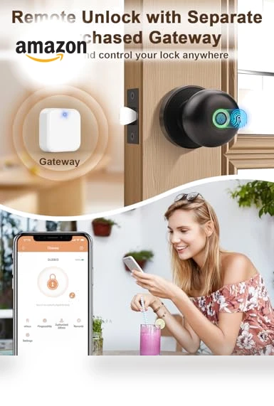 Fingerprint Smart Lock Biometric Door Knob — Smart Home Security, Tinewa