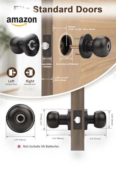 Fingerprint Smart Lock Biometric Door Knob — Smart Home Security, Tinewa