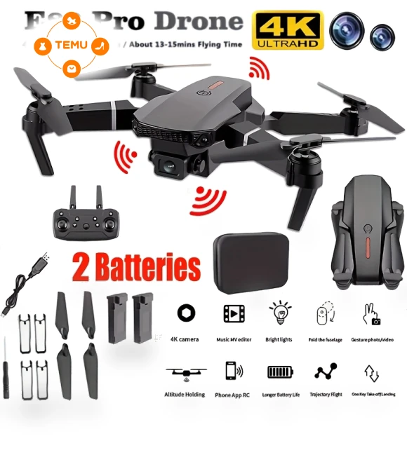 Remote Controlled Lighting Drone with Dual Camera, Foldable Quadcopter — Drones, ZYZM