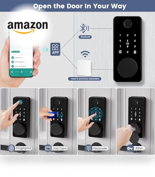 Smart Deadbolt Door Lock with Keypad and Fingerprint — Keyless Entry, biquole