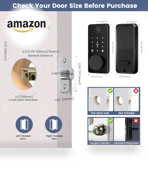 Smart Deadbolt Door Lock with Keypad and Fingerprint — Keyless Entry, biquole