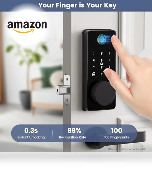 Smart Deadbolt Door Lock with Keypad and Fingerprint — Keyless Entry, biquole