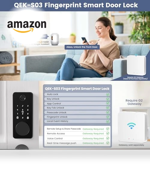 Smart Deadbolt Door Lock with Keypad and Fingerprint — Keyless Entry, biquole
