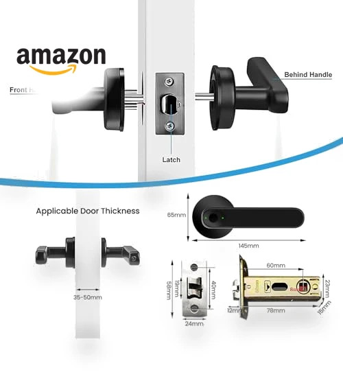 Smart Door Lock with Fingerprint, APP Control, and Key — Keyless Entry, Kadonio