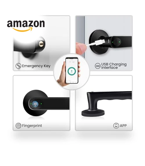 Smart Door Lock with Fingerprint, APP Control, and Key — Keyless Entry, Kadonio