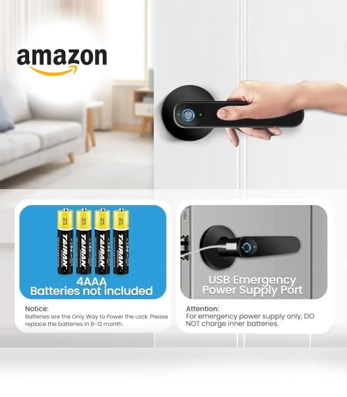 Smart Door Lock with Fingerprint, APP Control, and Key — Keyless Entry, Kadonio