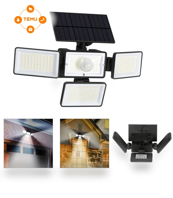 Solar Motion Sensor Outdoor Light, 4 Adjustment, Remote Control — Outdoor Light Projectors