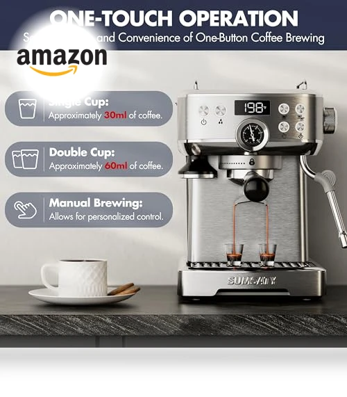 Stainless Steel Espresso Machine with Milk Frother — Milk Frothers, SUMSATY