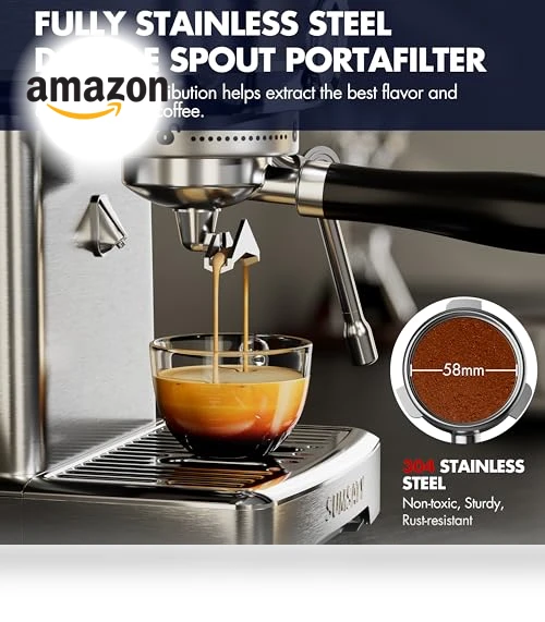 Stainless Steel Espresso Machine with Milk Frother — Milk Frothers, SUMSATY