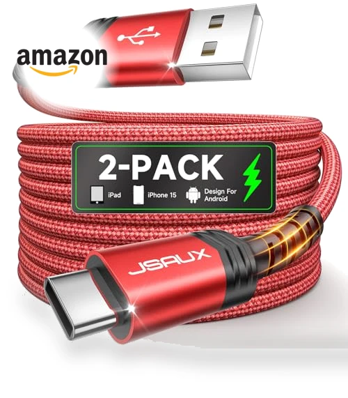 USB C Cable [2-Pack 6.6ft], USB A to USB Cord 3.1A Fast Charging — Cables, JSAUX