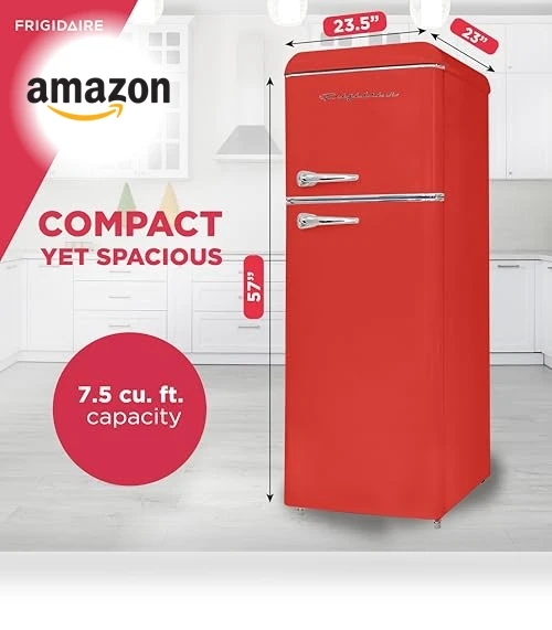 2 Door Apartment Size RETRO Refrigerator with Top Freezer — Mini Fridges, Frigidaire