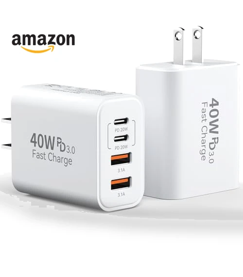 40W 4 Ports Type C Fast Phone Charging Cubes — Wall Chargers, Ubearkk