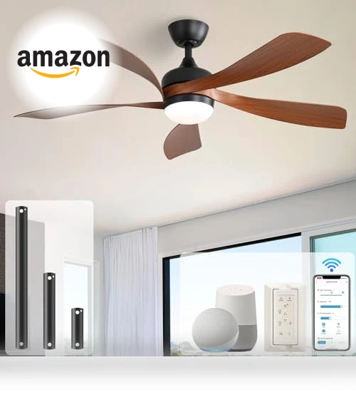 52" Smart Ceiling Fan with Lights and Remote — Ceiling Fan Wall Controls, Sofucor