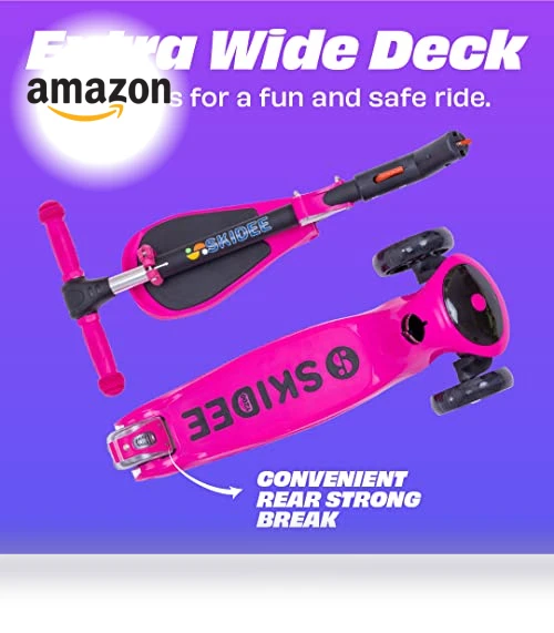 Adjustable Height Foldable Scooter with Removable Seat — Balance Bikes, SKIDEE