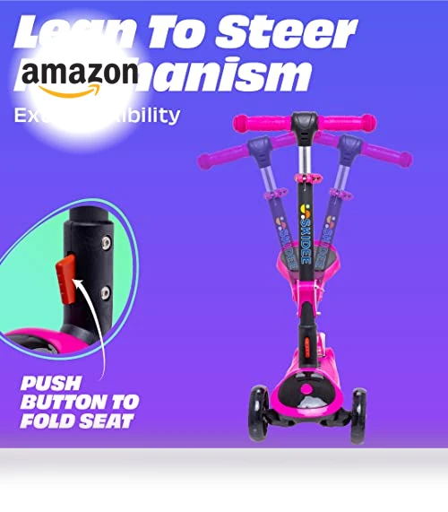 Adjustable Height Foldable Scooter with Removable Seat — Balance Bikes, SKIDEE