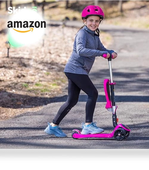 Adjustable Height Foldable Scooter with Removable Seat — Balance Bikes, SKIDEE