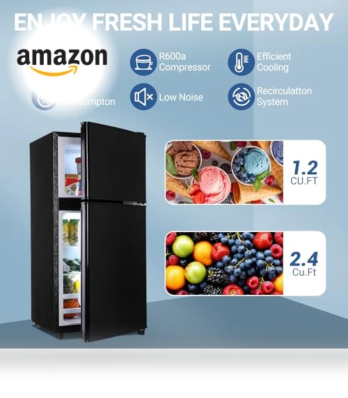 Apartment Size Mini Dorm Fridge with Freezer — Mini Fridges, Zyerch