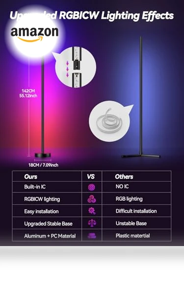 LED Corner Floor Lamp with App and Remote Control — LED Strips, BrilliLux