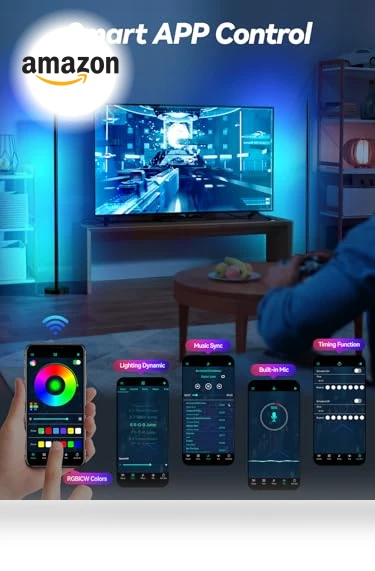 LED Corner Floor Lamp with App and Remote Control — LED Strips, BrilliLux