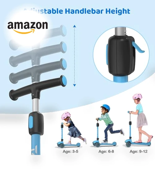 Light Up 3 Wheel Kick Scooter for Kids — Push Scooters, TONBUX