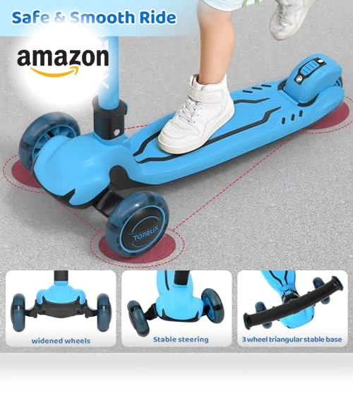 Light Up 3 Wheel Kick Scooter for Kids — Push Scooters, TONBUX