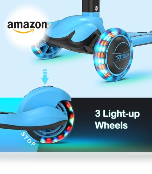 Light Up 3 Wheel Kick Scooter for Kids — Push Scooters, TONBUX